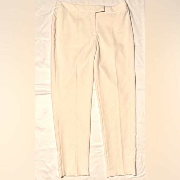 (8) ANNE KLEIN FLY FRONT EXTENDED TAB BOXIE PANT CREAM COLORED Tapered Leg - Picture 2 of 16